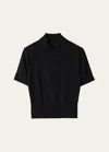 Burberry Ekd Detailed Short Sleeved Ribbed Polo Top In Black