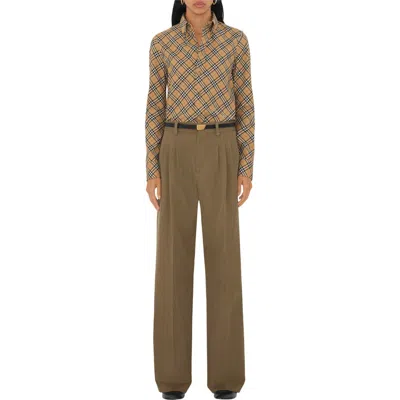 Burberry Slim Fit Check Cotton Shirt In Sand