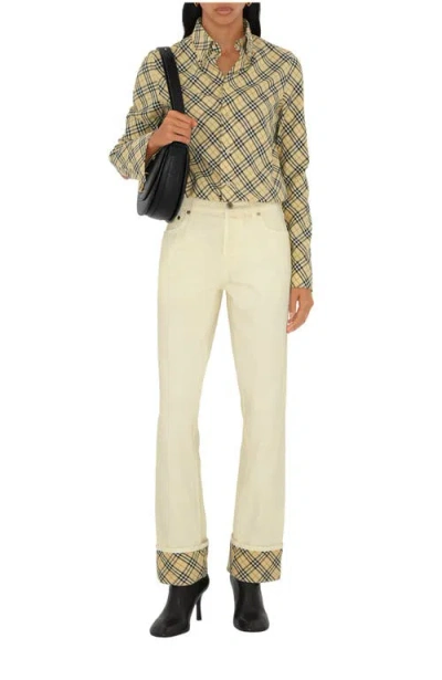 Burberry Slim Fit Check Cotton Shirt In Green