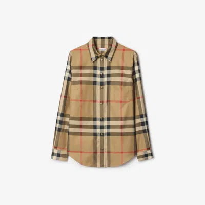 Burberry Slim Fit Check Cotton Shirt In Brown