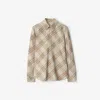 Burberry Women Beige Shirt With Pointed Collar And All-over Check Motif In Cotton Woman In Neutral