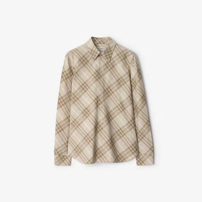 Burberry Slim Fit Check Cotton Shirt In Neutral