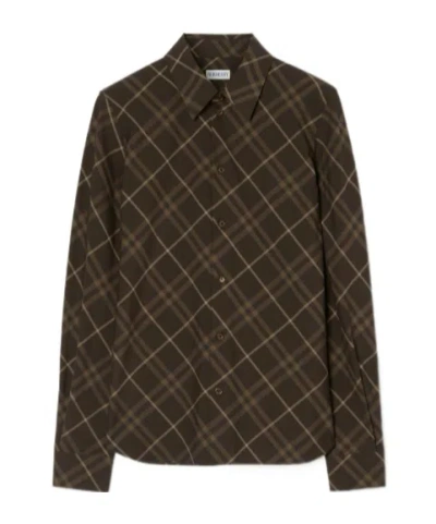 Burberry Slim Fit Check Cotton Shirt In Tan
