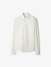 Burberry Slim Fit Cotton Silk Tuxedo Shirt In Natural White