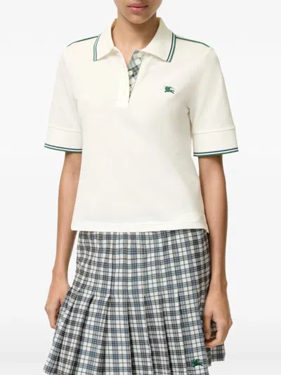 Burberry Slim Fit Graphic Tee With Embroidered Knight - Size S In Bianco