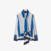Burberry Slim Fit Knight Stamp Box Silk Scarf Shirt In Blue