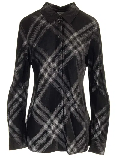 Burberry Check Shirt In Black