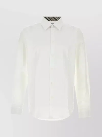 Burberry Slim Fit Shirt With Long Cuffed Sleeves In Gray