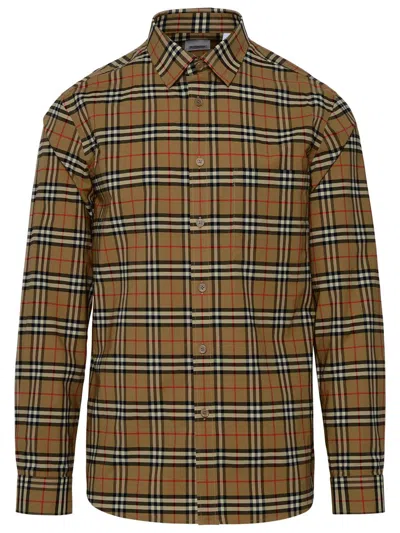 BURBERRY BURBERRY SLIM FIT SHIRT WITH OVERSIZE CHECK PATTERN