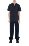 Burberry Stretch-cotton Ekd-embroidered Slim Shirt In Blue