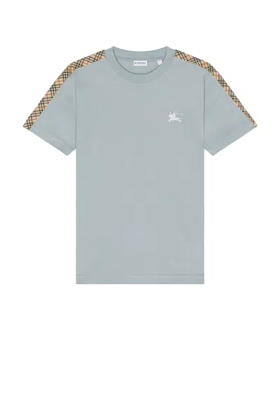 Burberry Slim Fit Tape Check T-shirt In White