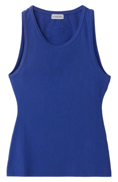 Burberry Women's Ribbed Stretch-cotton Sleeveless Vest In Blue