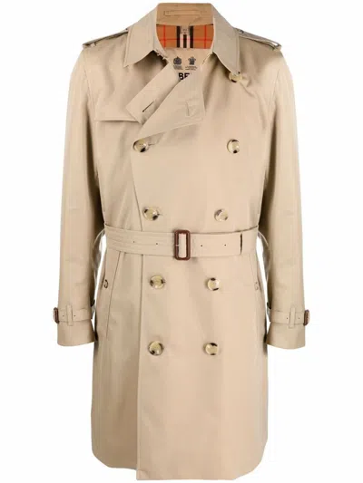 Burberry Slim-fit Trench Coat In Gold