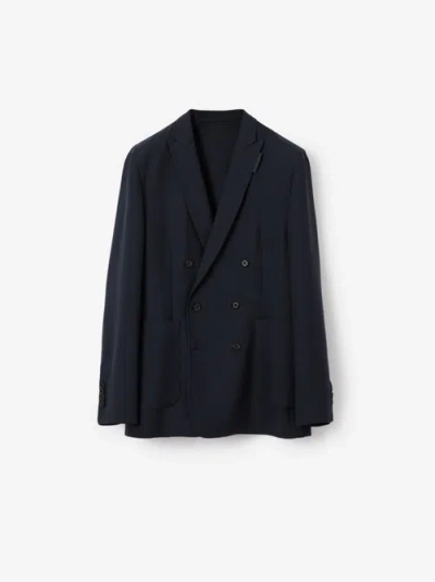 Burberry Slim Fit Wool Tailored Jacket In Blue