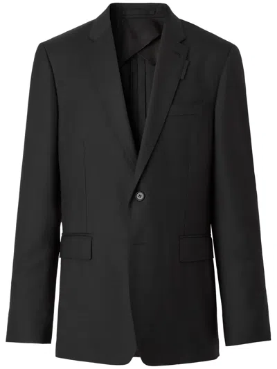 Burberry Slim-fit Wool Tailored Suit Jacket In Black