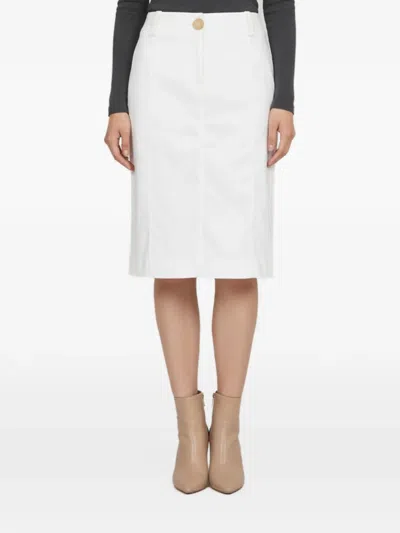 Pre-owned Burberry Slim-fit Midi Skirt In White