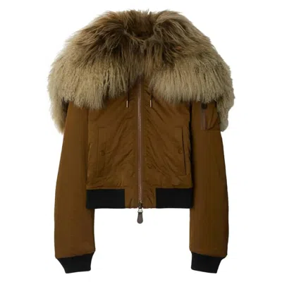 Burberry Slim-fit Padded Bomber Jacket In Brown