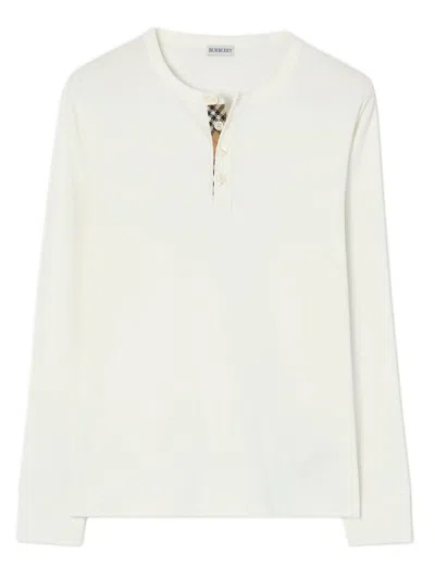 Burberry Slim-fit Stretch Cotton Jersey Embroidered Knight Logo Button-pocket Crewneck Shirt In Multi