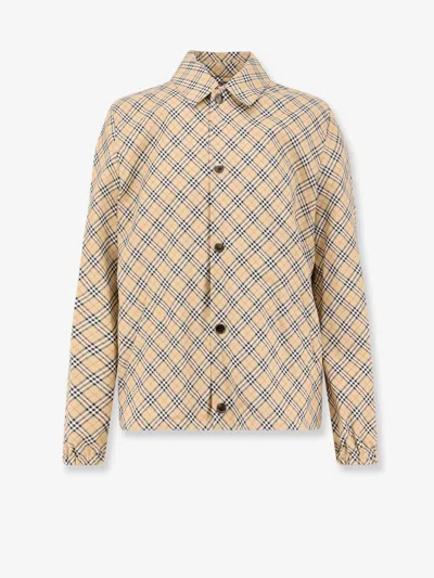 Burberry Slindon Jacket With Iconic Check Motif In Sand