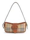 Burberry Canvas Sling Shoulder Bag With Checkered Pattern In Brown