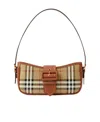 Burberry Canvas Sling Shoulder Bag With Checkered Pattern In Brown