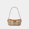 Burberry Canvas Sling Shoulder Bag With Checkered Pattern In Brown
