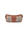 Burberry Canvas Sling Shoulder Bag With Checkered Pattern In Brown