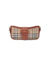 Burberry Canvas Sling Shoulder Bag With Checkered Pattern In Brown