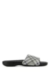 Burberry Beige Dive Check Slides In Gray