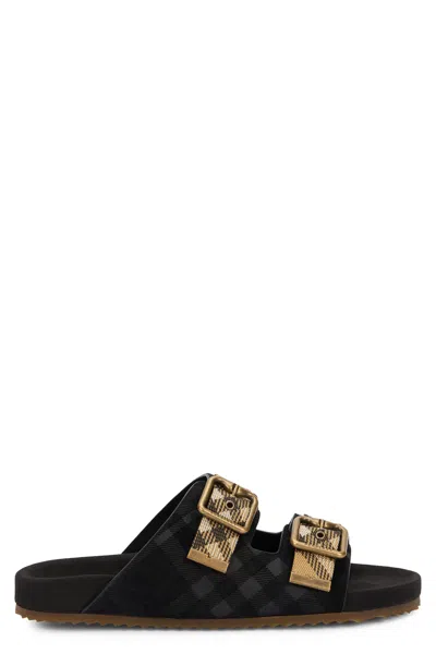 Burberry Elegant Leather Buckle Sandals In Multi
