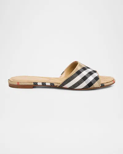 Burberry Sloane Check Flat Slide Sandals In Multi