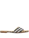 Burberry Sloane Slides Check Pattern Flat Sole Open Toe In Neutral
