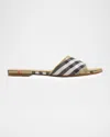 Burberry Sloane Slides Check Pattern Flat Sole Open Toe In Neutral