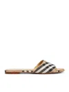Burberry Sloane Slides Check Pattern Flat Sole Open Toe In Neutral