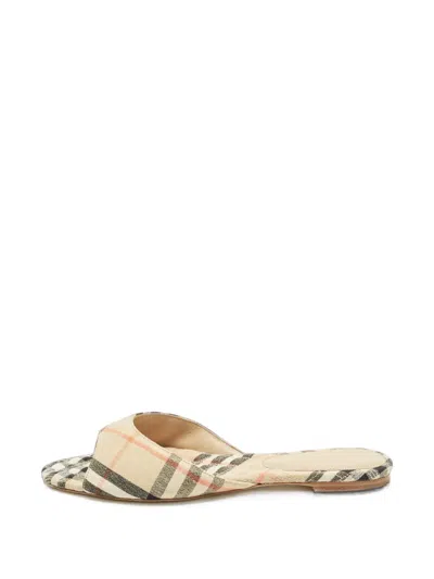 Pre-owned Burberry Sloane Flat Sandals In Neutrals