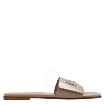 Burberry Sloane Logo Detail Leather Sandals In Brown