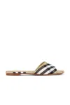 Burberry Sloane Slides Check Pattern Flat Sole Open Toe In Neutral