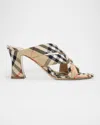 Burberry Sloanne Woven Linen Block-heel Sandals In Multi