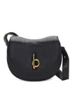 Burberry Croc-effect Leather Shoulder Bag In Black