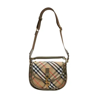 Burberry Mini Clip Messenger Crossbody Bag For Women In Brown