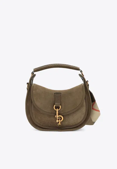 Burberry Small B Clip Suede Handbag