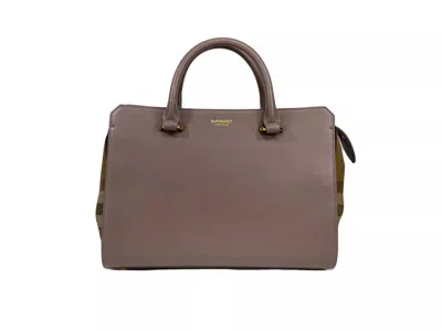 Burberry Small Banwell Leather Tote Bag Purse Grey Women's Mink