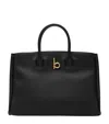 Burberry Small Calf Leather Rocking Horse Tote Bag In Black