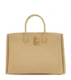 Burberry Small Calf Leather Rocking Horse Tote Bag In Neutral