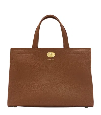 Burberry Small Calfskin Cotswolds Tote Bag In Brown