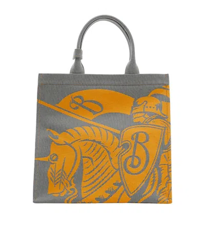 Burberry Small Ekd Canvas Tote Bag In Gray