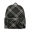 Burberry Checkered Fabric Embroidered Backpack In Black