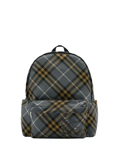 Burberry Small Check Backpack In Gray
