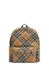 Burberry Check Pattern Backpack With Front Pocket In Brown