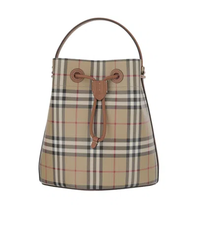 BURBERRY BURBERRY CHECKED DRAWSTRING BUCKET BAG